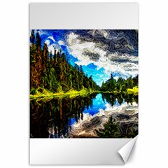 Color Lake Mountain Painting Canvas 24  X 36  by Pakrebo