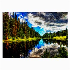 Color Lake Mountain Painting Large Glasses Cloth by Pakrebo