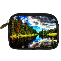 Color Lake Mountain Painting Digital Camera Leather Case by Pakrebo