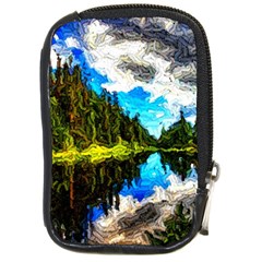 Color Lake Mountain Painting Compact Camera Leather Case by Pakrebo