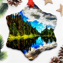 Color Lake Mountain Painting Ornament (snowflake) by Pakrebo