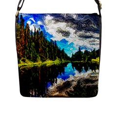 Color Lake Mountain Painting Flap Closure Messenger Bag (l) by Pakrebo