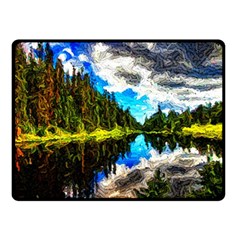 Color Lake Mountain Painting Double Sided Fleece Blanket (small)  by Pakrebo