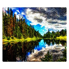 Color Lake Mountain Painting Double Sided Flano Blanket (small)  by Pakrebo