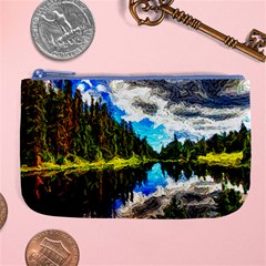 Color Lake Mountain Painting Large Coin Purse by Pakrebo