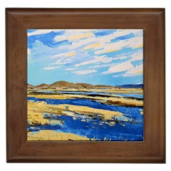 The Landscape Water Blue Painting Framed Tiles by Pakrebo