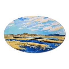 The Landscape Water Blue Painting Oval Magnet by Pakrebo