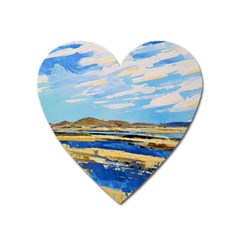 The Landscape Water Blue Painting Heart Magnet by Pakrebo