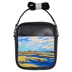 The Landscape Water Blue Painting Girls Sling Bag by Pakrebo