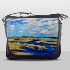 The Landscape Water Blue Painting Messenger Bag by Pakrebo