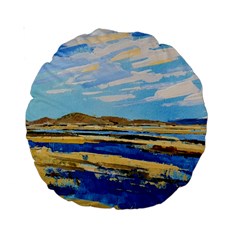 The Landscape Water Blue Painting Standard 15  Premium Round Cushions by Pakrebo