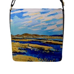 The Landscape Water Blue Painting Flap Closure Messenger Bag (l) by Pakrebo