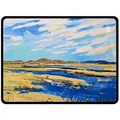 The Landscape Water Blue Painting Double Sided Fleece Blanket (large)  by Pakrebo