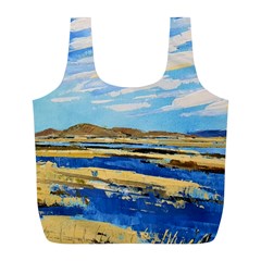 The Landscape Water Blue Painting Full Print Recycle Bag (l) by Pakrebo