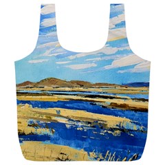 The Landscape Water Blue Painting Full Print Recycle Bag (xl) by Pakrebo