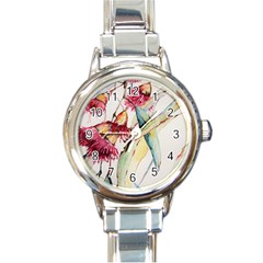 Plant Nature Flowers Foliage Round Italian Charm Watch by Pakrebo