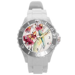 Plant Nature Flowers Foliage Round Plastic Sport Watch (l) by Pakrebo