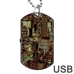 New York City Skyscrapers Dog Tag Usb Flash (one Side) by Pakrebo