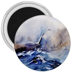 Art Painting Sea Storm Seagull 3  Magnets by Pakrebo