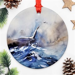 Art Painting Sea Storm Seagull Ornament (round) by Pakrebo