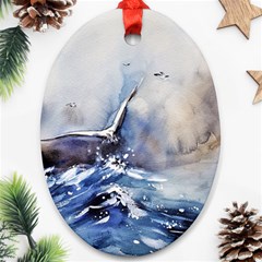 Art Painting Sea Storm Seagull Ornament (oval) by Pakrebo