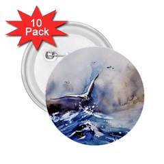 Art Painting Sea Storm Seagull 2 25  Buttons (10 Pack)  by Pakrebo