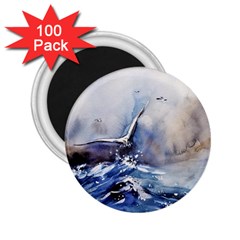 Art Painting Sea Storm Seagull 2 25  Magnets (100 Pack)  by Pakrebo