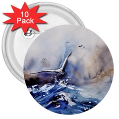 Art Painting Sea Storm Seagull 3  Buttons (10 Pack)  by Pakrebo