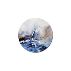 Art Painting Sea Storm Seagull Golf Ball Marker by Pakrebo