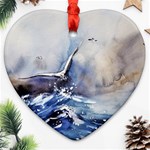 Art Painting Sea Storm Seagull Heart Ornament (Two Sides) Front