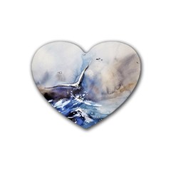 Art Painting Sea Storm Seagull Rubber Coaster (heart)  by Pakrebo