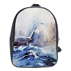 Art Painting Sea Storm Seagull School Bag (large) by Pakrebo