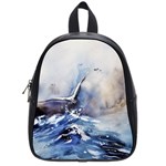 Art Painting Sea Storm Seagull School Bag (Small) Front