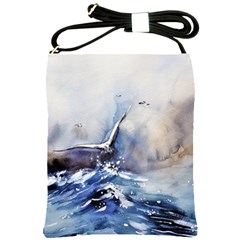 Art Painting Sea Storm Seagull Shoulder Sling Bag by Pakrebo