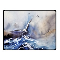 Art Painting Sea Storm Seagull Fleece Blanket (small) by Pakrebo