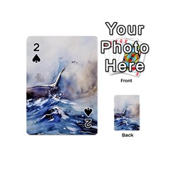 Art Painting Sea Storm Seagull Playing Cards 54 (mini) by Pakrebo