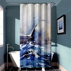 Art Painting Sea Storm Seagull Shower Curtain 36  X 72  (stall)  by Pakrebo