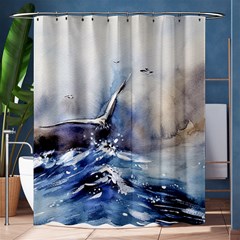 Art Painting Sea Storm Seagull Shower Curtain 60  X 72  (medium)  by Pakrebo