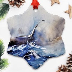 Art Painting Sea Storm Seagull Snowflake Ornament (two Sides) by Pakrebo