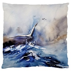 Art Painting Sea Storm Seagull Large Cushion Case (one Side) by Pakrebo