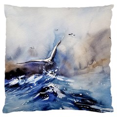 Art Painting Sea Storm Seagull Standard Flano Cushion Case (two Sides) by Pakrebo