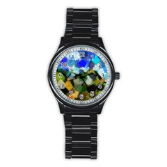 Texture Color Colors Network Stainless Steel Round Watch