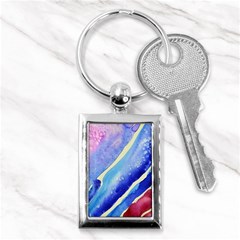 Painting Abstract Blue Pink Spots Key Chains (rectangle)  by Pakrebo