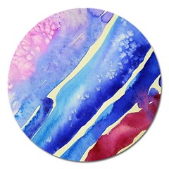 Painting Abstract Blue Pink Spots Magnet 5  (round) by Pakrebo