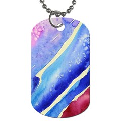 Painting Abstract Blue Pink Spots Dog Tag (two Sides) by Pakrebo