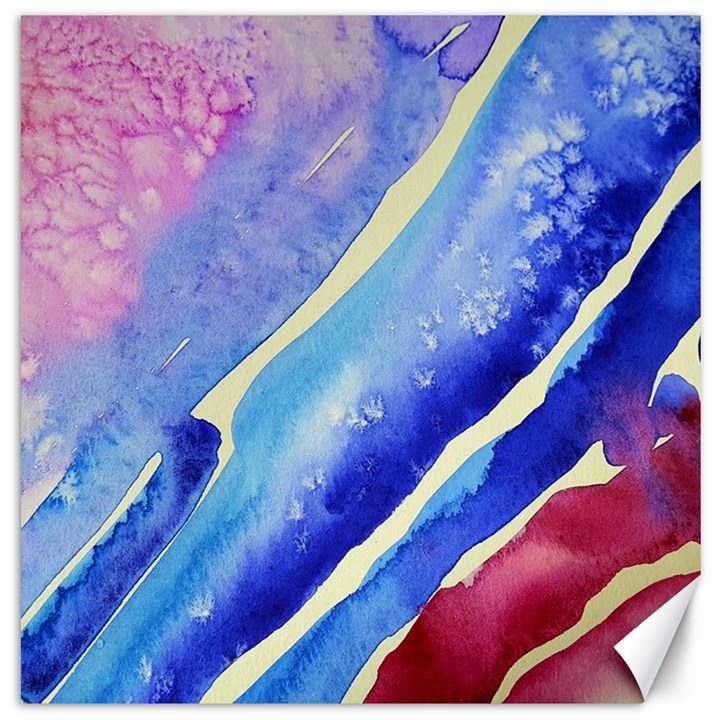 Painting Abstract Blue Pink Spots Canvas 16  x 16 