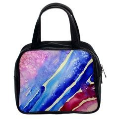 Painting Abstract Blue Pink Spots Classic Handbag (two Sides) by Pakrebo