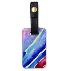 Painting Abstract Blue Pink Spots Luggage Tags (one Side)  by Pakrebo