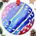 Painting Abstract Blue Pink Spots Ornament (Round Filigree) Front