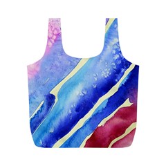 Painting Abstract Blue Pink Spots Full Print Recycle Bag (m) by Pakrebo